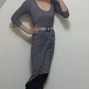 Gray ruched casual dress